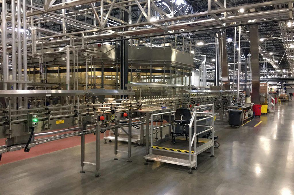 Bottling line inside large Sutter Home Winery Lodi Facility