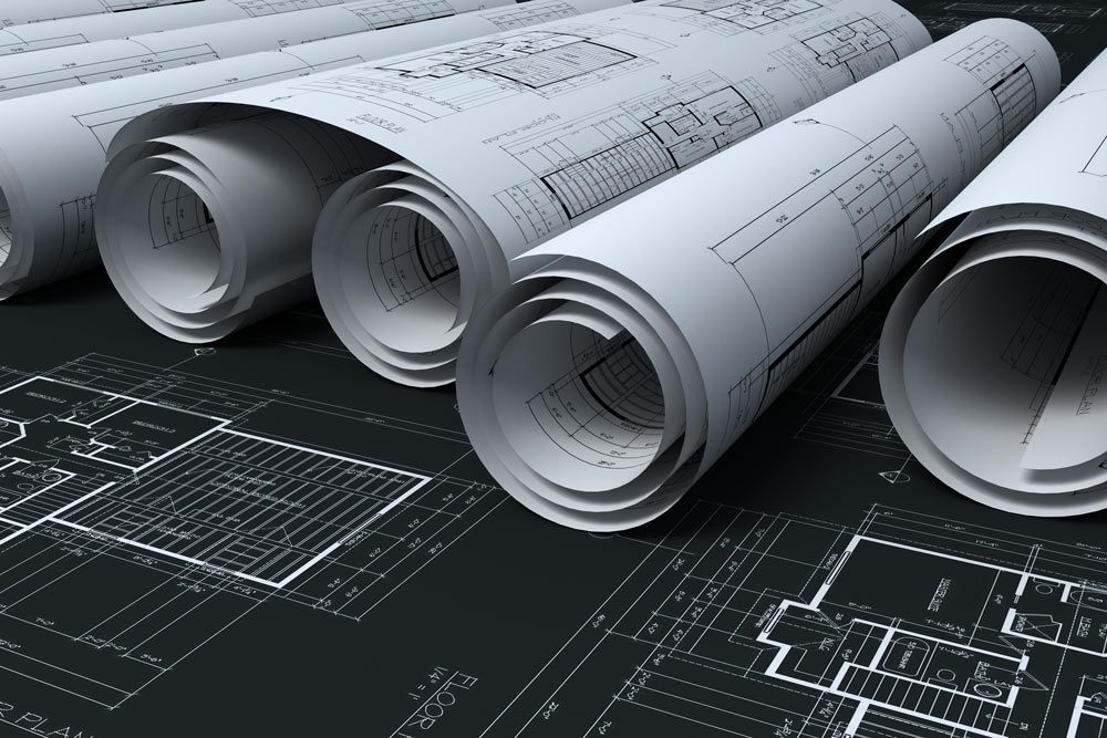 architectural blueprints from a design-build firm, FDC