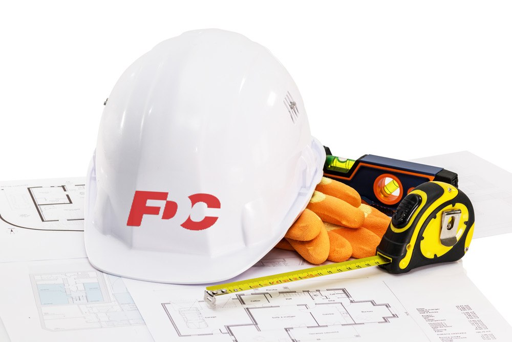 FDC logo printed on a construction helmet