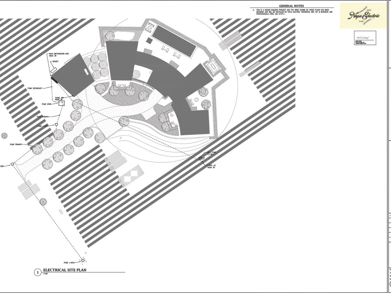 blueprint of Hunter Ranch Estate constructed by FDC in Napa Valley