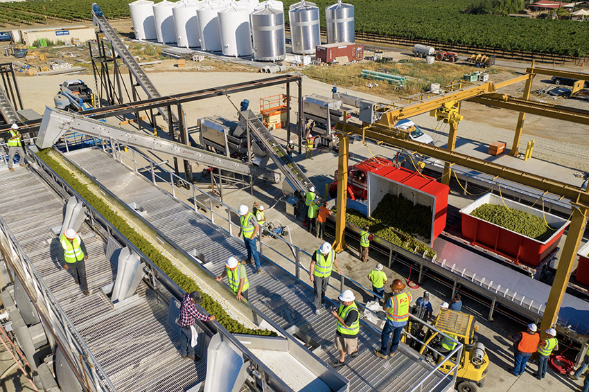 Overhead view of the FDC commercial construction team working on Michael David Winery facility expansion project