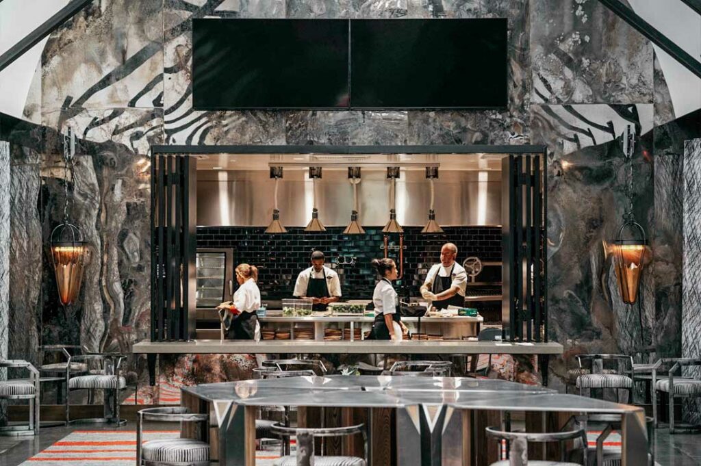 restaurant staff in The Prisoner Wine Co. hospitality building designed and constructed by FDC