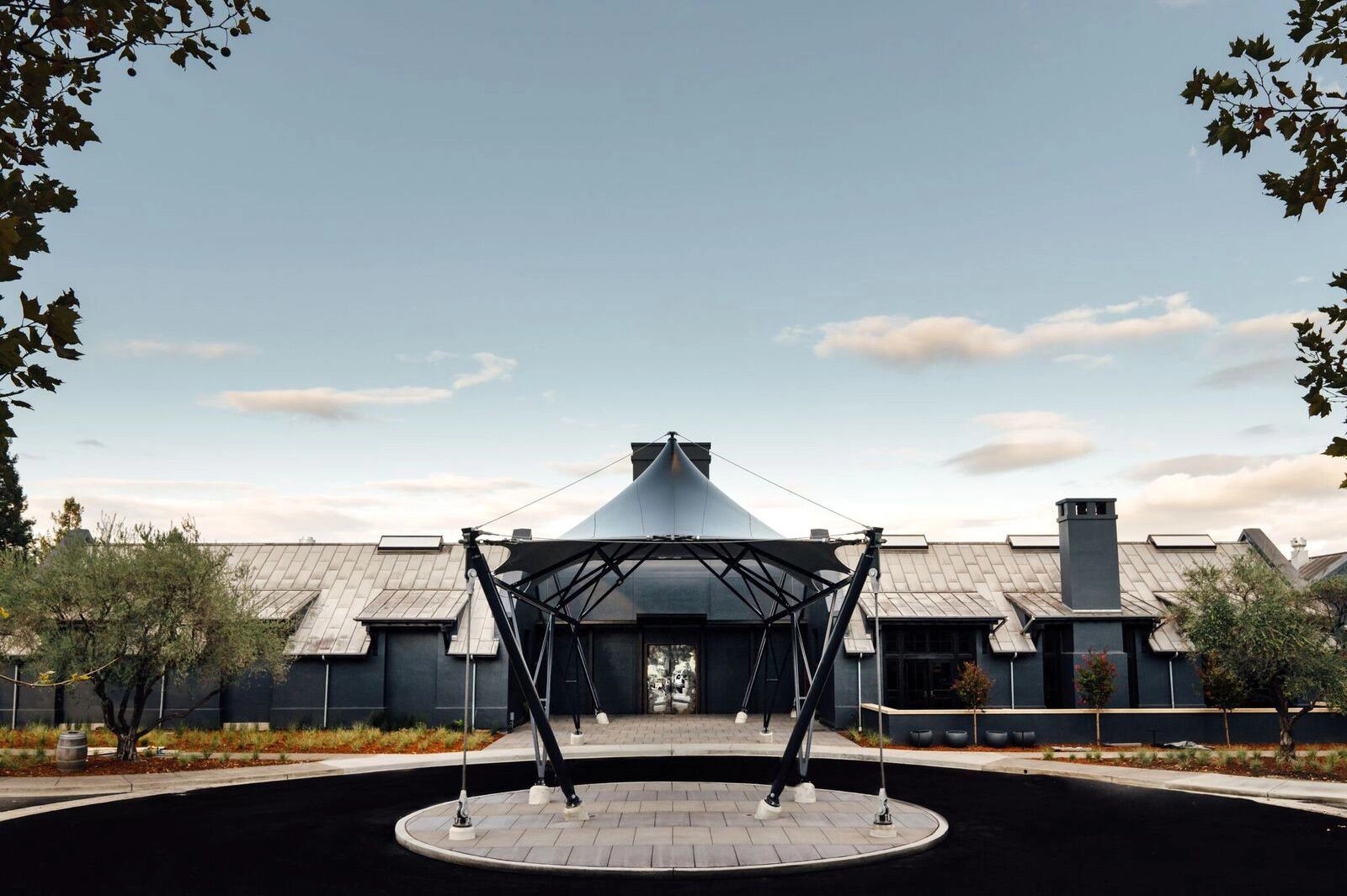 The exterior of The Prisoner Wine Co., a construction project completed by FDC, against a blue sky